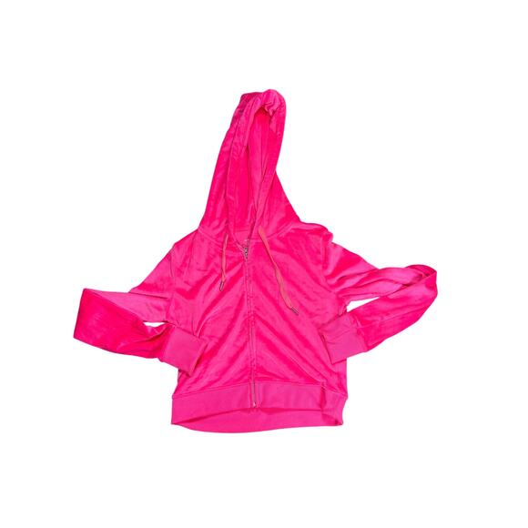 aerie Sweaters - Aerie Pink Velour Cropped Zip Hoodie Womens Small Barbie Y2K Velvet Jacket